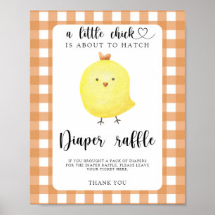 Kippen baby shower - luier raffle poster