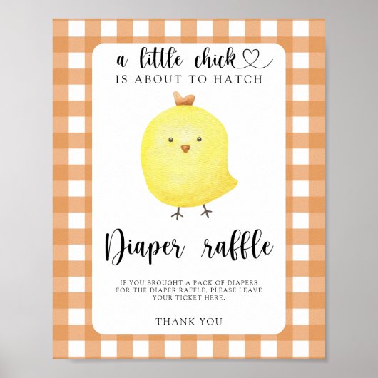 Kippen baby shower - luier raffle poster (Voorkant)