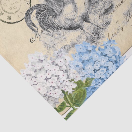 kippen Blauwe Bloemveer Briefkaart Weefsel Papier (Detail)