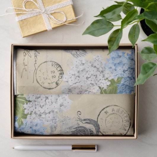 kippen Blauwe Bloemveer Briefkaart Weefsel Papier (Geschenk)