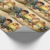 KIPPEN, BLOEMEN EN PAASEIEREN CADEAUPAPIER (Hoek)