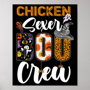 Kippen Boo Crew Geest Grappige Halloween Matching Poster