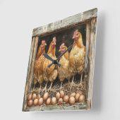 Kippen Bruine Eieren Hooi Kip Coop Vierkante Klok (Hoek)