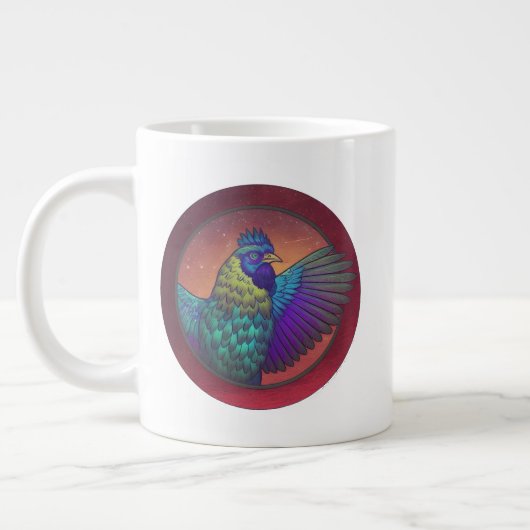 Kippen cirkelontwerp grote koffiekop (Links)
