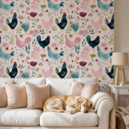 Kippen Cottagecore Behang