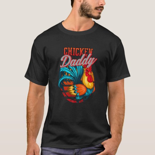 Kippen Daddy Kippen Vader Boer Retro Vaderdag T-shirt (Voorkant)