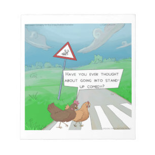 Kippen die de Weg Oversteken Grappige Cartoon Notitieblok