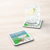 Kippen die de Weg Oversteken Grappige Cartoon Onderzetter (Rechterzijde)