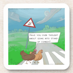 Kippen die de Weg Oversteken Grappige Cartoon Onderzetter
