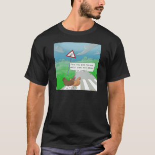 Kippen die de Weg Oversteken Grappige Cartoon T-shirt