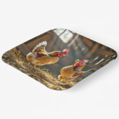 Kippen die een bril dragen in een zonnige schuur papieren bordje (Gebogen)