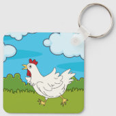 Kippen die in een Sleutelhanger op het veld lopen (Achterkant)