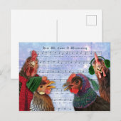 Kippen die kerstkarolen zingen briefkaart (Voorkant / Achterkant)