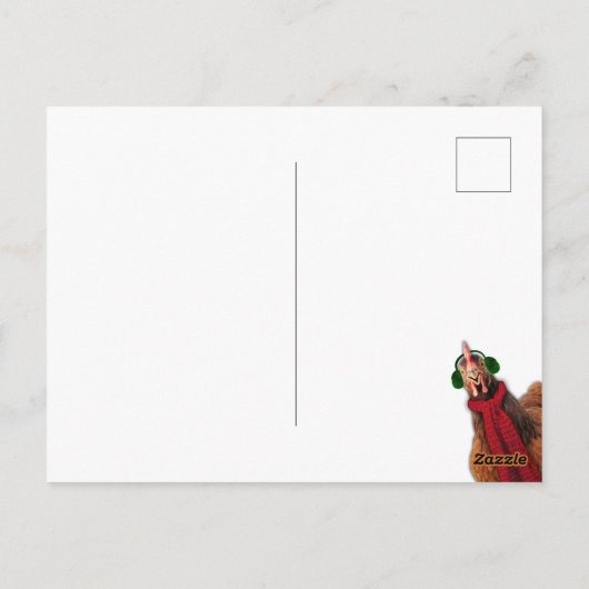 Kippen die kerstkarolen zingen briefkaart (Achterkant)