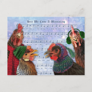 Kippen die kerstkarolen zingen briefkaart