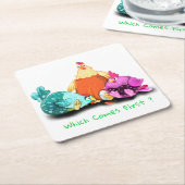 Kippen die op eieren wachten om Onderzetter te hak (Schuin)