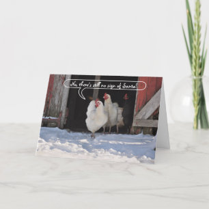 Kippen die op Kerstmis van de Kerstman wachten Feestdagen Kaart