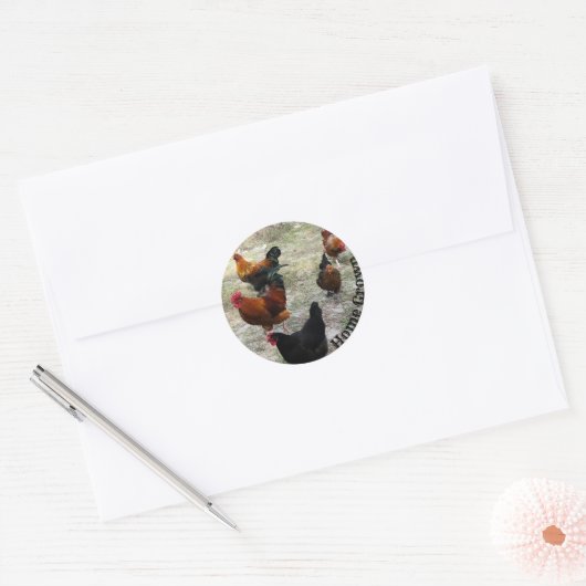 Kippen doen kippenspullen ronde sticker (Envelop)