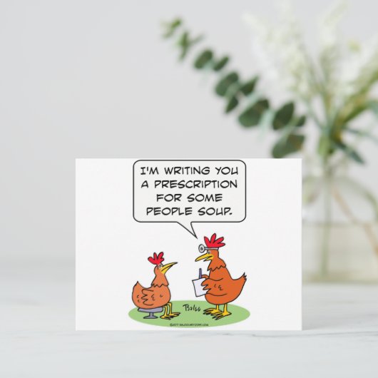 kippen dokterssoep briefkaart (Staand voorkant)