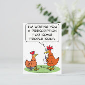 kippen dokterssoep briefkaart (Staand voorkant)