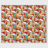 Kippen dragen Santa Claus Petten Cadeaupapier (Vlak)