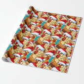 Kippen dragen Santa Claus Petten Cadeaupapier (Uitgerold)