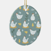 Kippen dromen in de Coop in Blauwgroen Keramisch Ornament (Rechts)