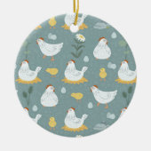 Kippen dromen in de Coop in Blauwgroen Keramisch Ornament (Voorkant)