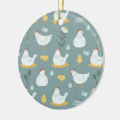 Kippen dromen in de Coop in Blauwgroen Keramisch Ornament (Links)