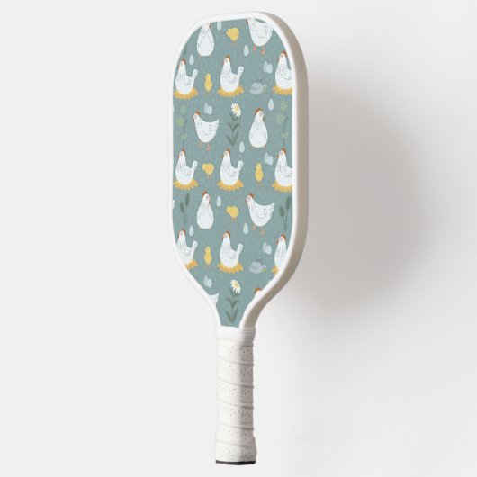 Kippen dromen in de Coop in Blauwgroen Pickleball Paddle (Links)