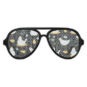 Kippen dromen in de Coop in Zwart Aviator Zonnebril (Voorkant)