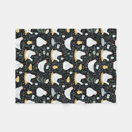 Kippen dromen in de Coop in Zwart Fleece Deken (Voorkant (Horizontaal))