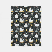 Kippen dromen in de Coop in Zwart Fleece Deken (Voorkant)