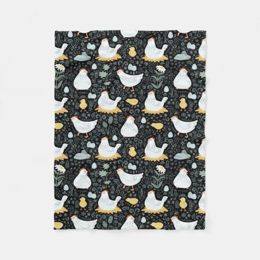 Kippen dromen in de Coop in Zwart Fleece Deken (Voorkant)