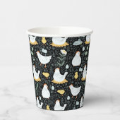 Kippen dromen in de Coop in Zwart Papieren Bekers (Links)