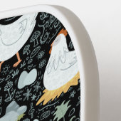 Kippen dromen in de Coop in Zwart Pickleball Paddle (Links Detail)