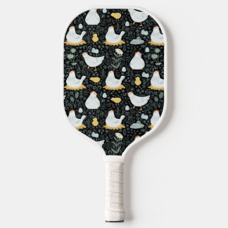 Kippen dromen in de Coop in Zwart Pickleball Paddle
