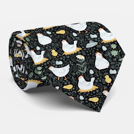Kippen dromen in de Coop in Zwart Stropdas (Opgerold)