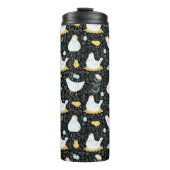 Kippen dromen in de Coop in Zwart Thermosbeker (Voorkant)