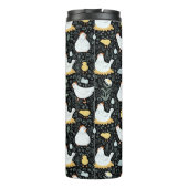 Kippen dromen in de Coop in Zwart Thermosbeker (Achterkant)