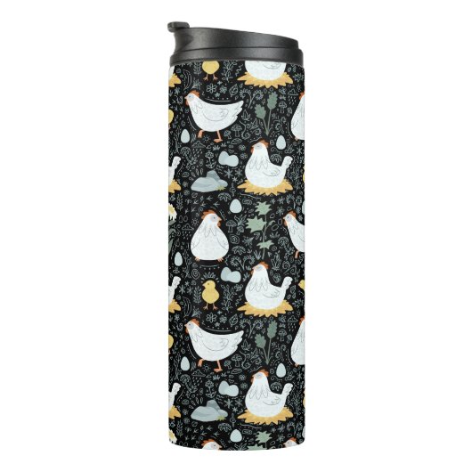 Kippen dromen in de Coop in Zwart Thermosbeker (Geroteerd rechts)