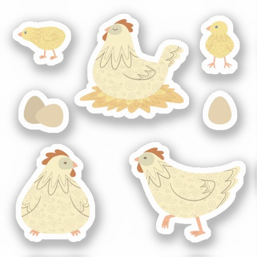 Kippen Dromen in het Hok in Turkooizen Stickers (Voorkant)