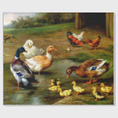 kippen eenden en slangen op het Boerderij Cadeaupapier (Vlak)