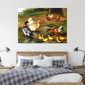 Kippen, eenden en slangen op het Boerderij Canvas Afdruk (Insitu (Slaapkamer))