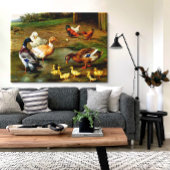 Kippen, eenden en slangen op het Boerderij Canvas Afdruk