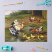 Kippen, eenden en slangen op het Boerderij Tissuepapier (Craft)