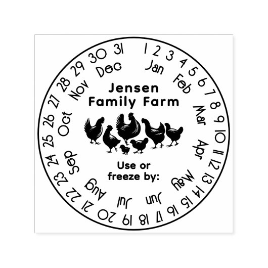 Kippen eeuwigdurende kalender versheid datum #2s zelfinktende stempel (Design)