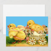  kippen en bloemen Pasen Feestdagenkaart (Voorkant / Achterkant)