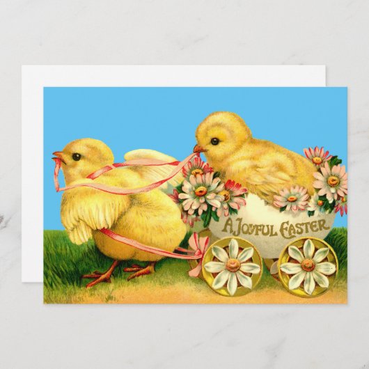 kippen en bloemen Pasen Feestdagenkaart (Voorkant / Achterkant)
