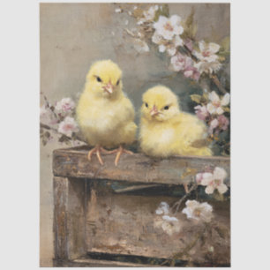 Kippen en Bloemen Vintage Stijl Kunst Decoupage Tissuepapier
